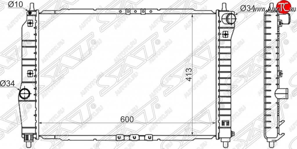 4 999 р. Радиатор двигателя SAT (трубчатый, 1.4, МКПП) Chevrolet Aveo T200 седан (2003-2008)  с доставкой в г. Нижний Новгород