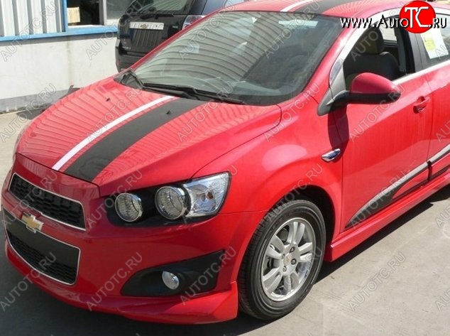 3 699 р. Накладка на передний бампер CT Chevrolet Aveo T300 седан (2011-2015) (Неокрашенная)  с доставкой в г. Нижний Новгород