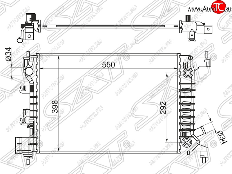 12 499 р. Радиатор двигателя SAT (пластинчатый, 1.2/1.4, АКПП) Chevrolet Aveo T300 седан (2011-2015)  с доставкой в г. Нижний Новгород