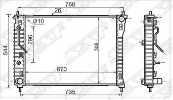 Радиатор двигателя SAT (трубчатый, 2.4/3.2) Chevrolet Captiva  дорестайлинг (2006-2011)