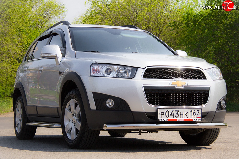 3 289 р. Одинарная защита переднего бампера диаметром 63 мм Petroil Tuning Chevrolet Captiva 1-ый рестайлинг (2011-2013) (Нержавейка)  с доставкой в г. Нижний Новгород