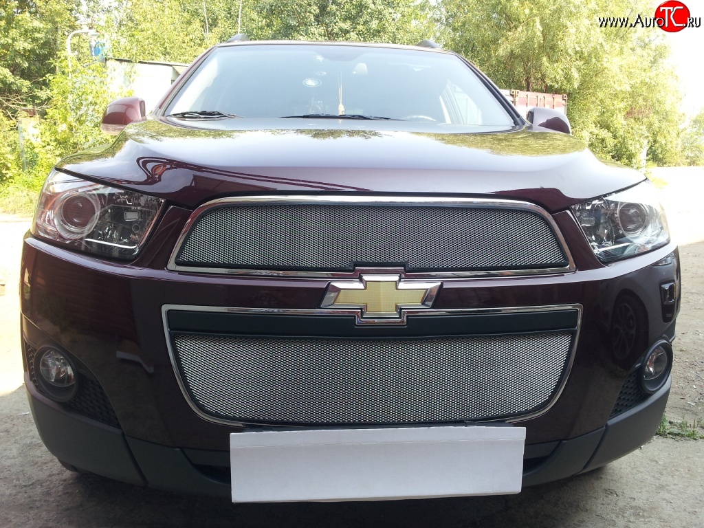 3 199 р. Сетка на бампер Russtal (хром) Chevrolet Captiva 1-ый рестайлинг (2011-2013)  с доставкой в г. Нижний Новгород