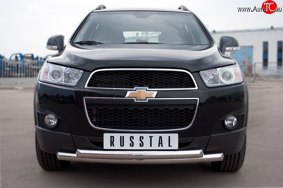 19 299 р. Защита переднего бампера (2 трубыØ63 мм, нержавейка) Russtal Chevrolet Captiva 1-ый рестайлинг (2011-2013)  с доставкой в г. Нижний Новгород