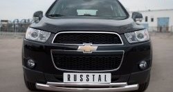 Защита переднего бампера (2 трубыØ76 и 42 мм, нержавейка) SLITKOFF Chevrolet (Шевролет) Captiva (Каптива) (2011-2013) 1-ый рестайлинг