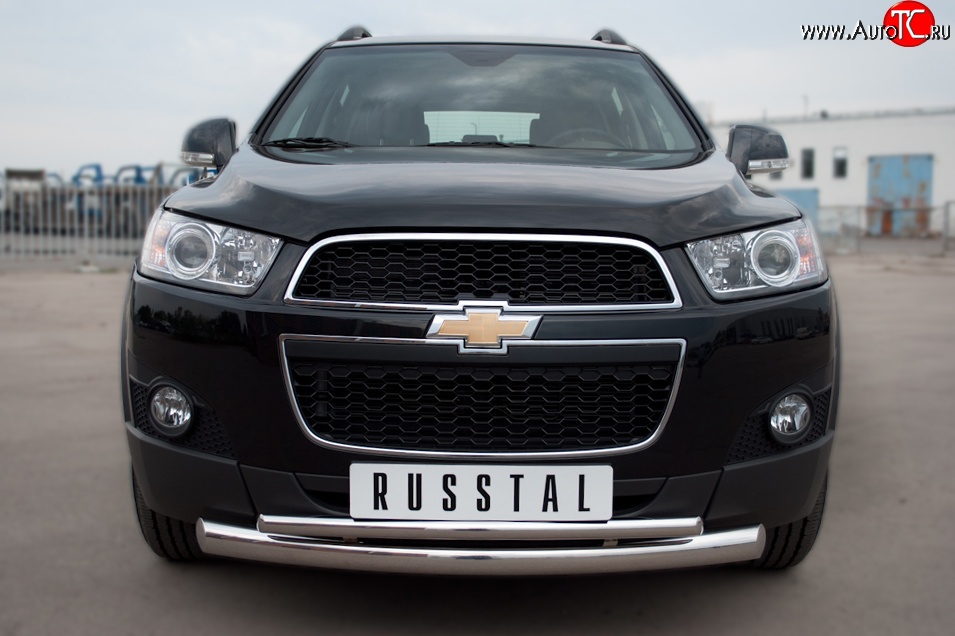 17 999 р. Защита переднего бампера (2 трубыØ76 и 42 мм, нержавейка) Russtal Chevrolet Captiva 1-ый рестайлинг (2011-2013)  с доставкой в г. Нижний Новгород