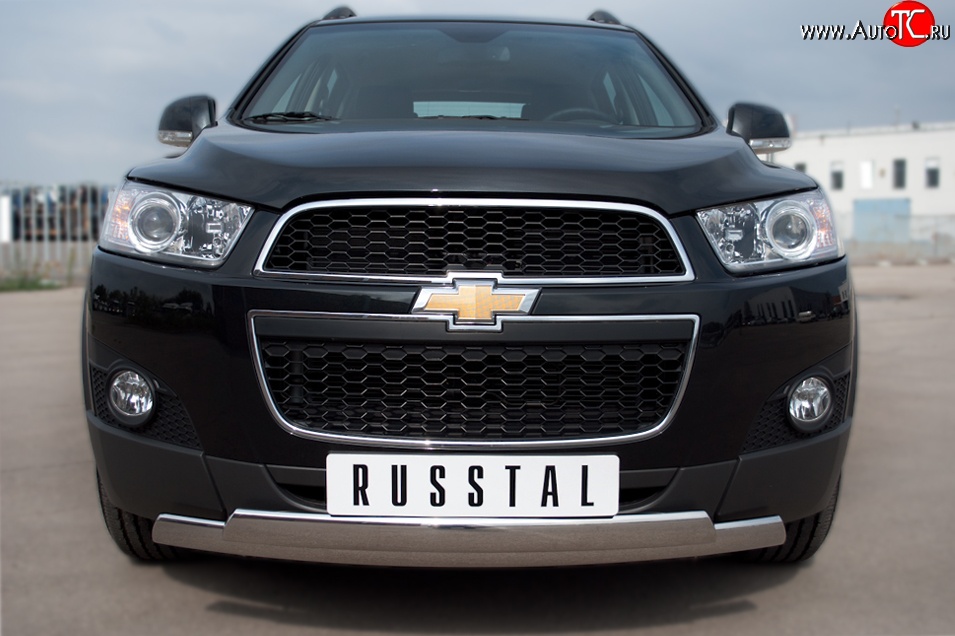 25 999 р. Защита переднего бампера (2 трубыØ75х42 мм, нержавейка) Russtal Chevrolet Captiva 1-ый рестайлинг (2011-2013)  с доставкой в г. Нижний Новгород