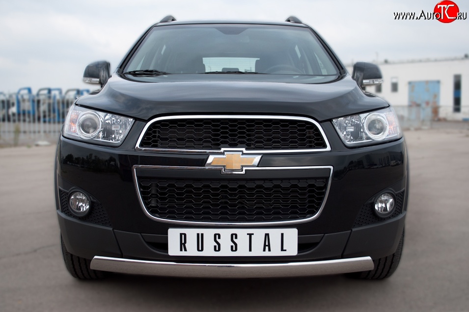 14 999 р. Защита переднего бампера (Ø75х42 мм, нержавейка) Russtal Chevrolet Captiva 1-ый рестайлинг (2011-2013)  с доставкой в г. Нижний Новгород