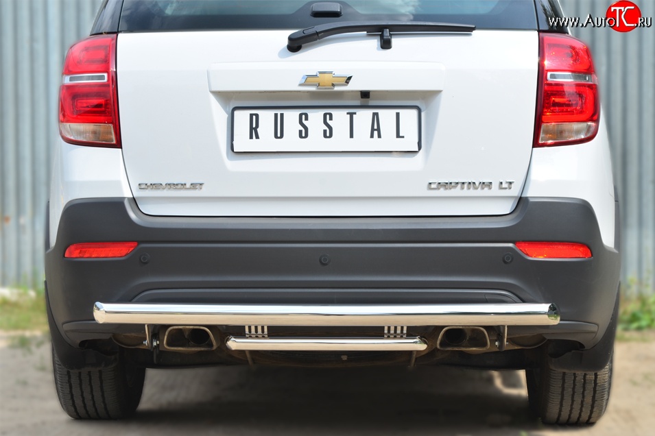 14 999 р. Защита заднего бампера (Ø63 и 42 мм, нержавейка) Russtal Chevrolet Captiva 2-ой рестайлинг (2013-2016)  с доставкой в г. Нижний Новгород