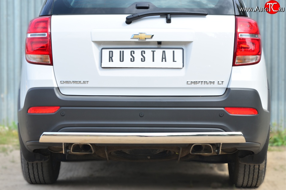 14 999 р. Защита заднего бампера (Ø75x42 мм, нержавейка) Russtal Chevrolet Captiva 2-ой рестайлинг (2013-2016)  с доставкой в г. Нижний Новгород