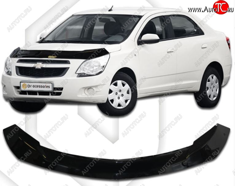 2 299 р. Дефлектор капота CA-Plastic Chevrolet Cobalt седан дорестайлинг (2011-2016) (Classic черный, Без надписи)  с доставкой в г. Нижний Новгород