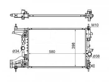 Радиатор двигателя SAT (1.6/1.8, трубчатый, АКПП) Chevrolet Orlando (2011-2018)