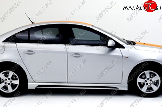 4 199 р. Пороги накладки Extrime Chevrolet Cruze J300 седан дорестайлинг (2009-2012) (Неокрашенные)  с доставкой в г. Нижний Новгород