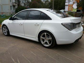 4 099 р. Пороги накладки пластиковые CT  Chevrolet Cruze ( J300,  J305,  J308) (2009-2015) седан дорестайлинг, хэтчбек дорестайлинг, седан рестайлинг, универсал рестайлинг, хэтчбек рестайлинг (Неокрашенные)  с доставкой в г. Нижний Новгород. Увеличить фотографию 2