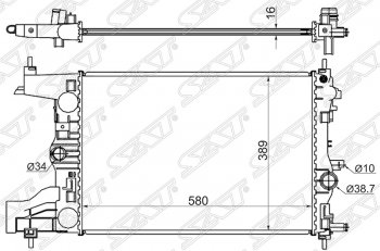 Радиатор двигателя SAT (пластинчатый, 1,4/1,6/1,8, МКПП) Chevrolet Orlando (2011-2018)