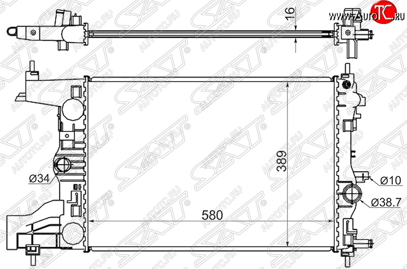 5 949 р. Радиатор двигателя SAT (пластинчатый, 1,4/1,6/1,8, МКПП) Chevrolet Orlando (2011-2018)  с доставкой в г. Нижний Новгород