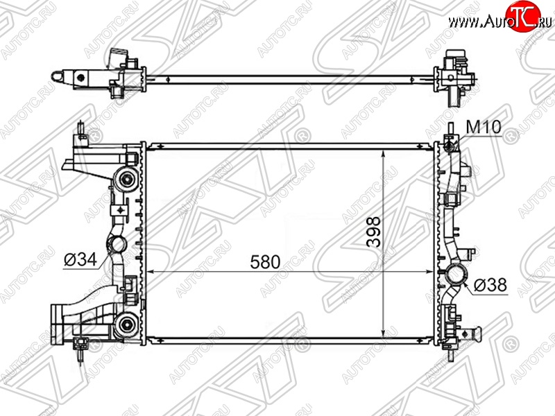 6 549 р. Радиатор SAT (пластинчатый, 1,8/1,6, АКПП) Chevrolet Cruze J300 седан дорестайлинг (2009-2012)  с доставкой в г. Нижний Новгород