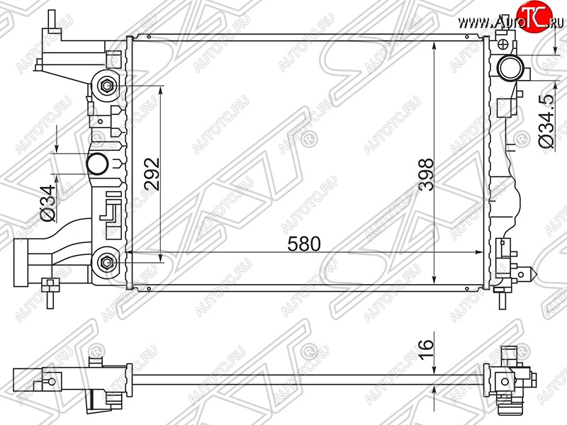 4 899 р. Радиатор двигателя SAT (трубчатый, МКПП/АКПП) Chevrolet Cruze J300 седан дорестайлинг (2009-2012)  с доставкой в г. Нижний Новгород