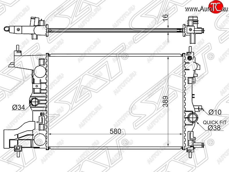 4 699 р. Радиатор двигателя SAT (трубчатый, 1.4/1.6/1.8, МКПП) Chevrolet Orlando (2011-2018)  с доставкой в г. Нижний Новгород