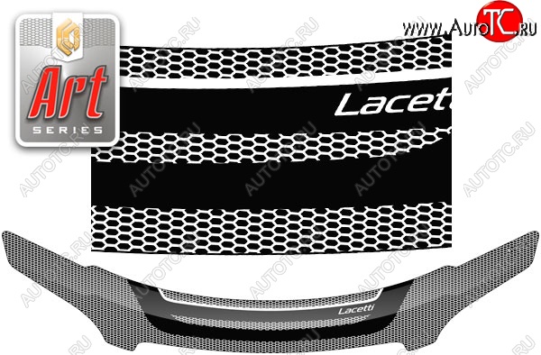 2 399 р. Дефлектор капота CA-Plastiс  Chevrolet Lacetti  универсал (2002-2013) (Серия Art серебро)  с доставкой в г. Нижний Новгород