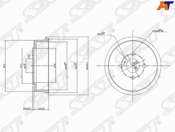 Барабан тормозной задний SAT Chevrolet Lanos T100 седан (2002-2017)
