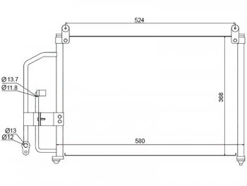 Радиатор кондиционера SAT Chevrolet Lanos T100, Daewoo Lanos (T100), ЗАЗ Chance (седан,  хэтчбэк), Lanos (седан), Sens (седан,  хэтчбэк)