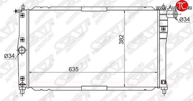 3 199 р. Радиатор двигателя SAT (трубчатый, 1.3/1.5/1.6, МКПП, кондиционер)  Chevrolet Lanos ( T100,  T150,  седан) (1997-2017), Daewoo Sense  Т100 (1997-2008), ЗАЗ Chance ( седан,  хэтчбэк) (2009-2017), ЗАЗ Sens ( седан,  хэтчбэк) (2007-2017)  с доставкой в г. Нижний Новгород