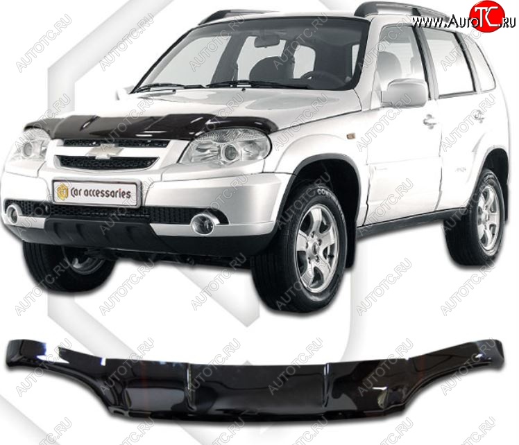 2 299 р. Дефлектор капота CA-Plastic  Chevrolet Niva  2123 (2009-2020), Лада 2123 (Нива Шевроле) (2009-2020) (Classic черный, Без надписи)  с доставкой в г. Нижний Новгород