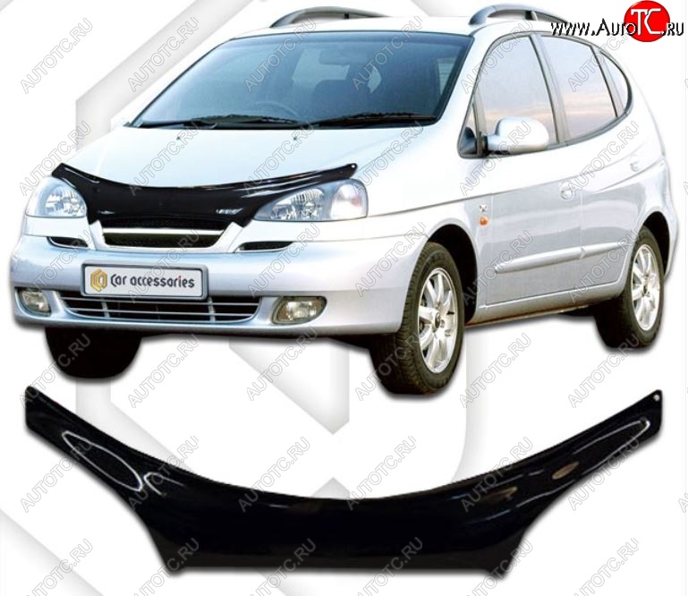 2 299 р. Дефлектор капота CA-Plastiс exclusive  Chevrolet Rezzo (2000-2008) (Classic черный, Без надписи)  с доставкой в г. Нижний Новгород