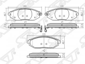 1 089 р. Колодки тормозные SAT (передние) Chevrolet Spark M300 дорестайлинг (2010-2015)  с доставкой в г. Нижний Новгород. Увеличить фотографию 1