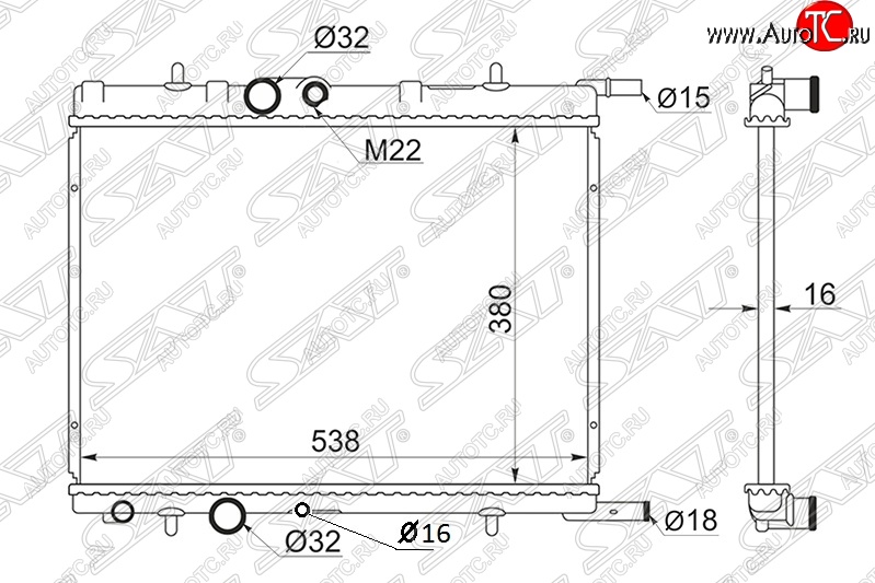 3 399 р. Радиатор двигателя SAT (трубчатый, 1.1/1.4/1.4D/1.6/1.9D/2.0/2.0D, МКПП)  CITROEN Berlingo (M59,  B9), C4, Xsara (N0,  N1), Xsara picasso, Peugeot 206 (хэтчбэк 3 дв.,  хэтчбэк 5 дв.,  универсал,  седан), 307 (универсал,  хэтчбэк 3 дв.,  хэтчбэк 5 дв.), Partner (M49/M59)  с доставкой в г. Нижний Новгород