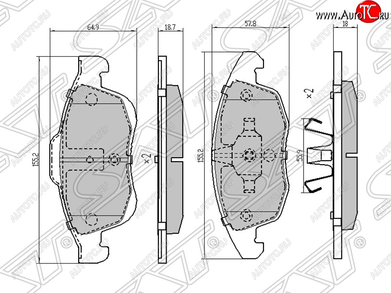 1 599 р. Комплект тормозных колодок SAT (передние)  CITROEN Berlingo  B9 - DS5  PF2  с доставкой в г. Нижний Новгород