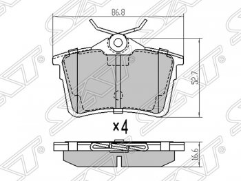 Колодки тормозные SAT (задние) Peugeot (Пежо) Partner (Партнер)  B9 (2012-2018) B9 1-ый рестайлинг, 2-ой рестайлинг