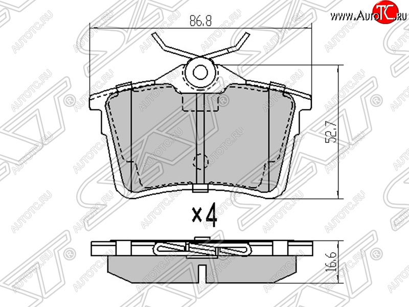 979 р. Колодки тормозные SAT (задние)  Peugeot Partner  B9 (2012-2018) 1-ый рестайлинг, 2-ой рестайлинг  с доставкой в г. Нижний Новгород