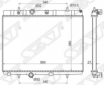 Радиатор двигателя SAT (трубчатый) CITROEN C3 FC/FN хэтчбэк (2002-2009)