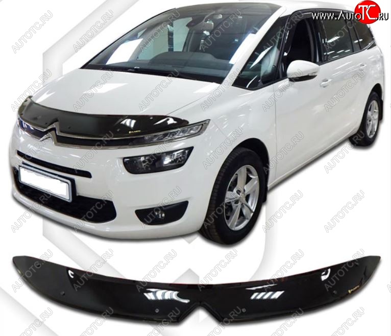 2 159 р. Дефлектор капота CA-Plastiс  CITROEN C4 picasso  3D (2014-2018) минивэн дорестайлинг, минивэн рестайлинг (Classic черный, Без надписи)  с доставкой в г. Нижний Новгород