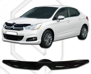 1 999 р. Дефлектор капота CA-Plastic CITROEN C4 B7 хэтчбэк 5 дв. (2011-2018) (Classic черный, Без надписи)  с доставкой в г. Нижний Новгород. Увеличить фотографию 2