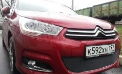 1 469 р. Сетка на бампер (хетчбек) Russtal (черная) CITROEN C4 B7 хэтчбэк 5 дв. (2011-2018)  с доставкой в г. Нижний Новгород. Увеличить фотографию 2