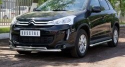 23 799 р. Защита переднего бампера (2 трубыØ63 и 42 мм, нержавейка) SLITKOFF  CITROEN C4 aircross (2012-2017)  с доставкой в г. Нижний Новгород. Увеличить фотографию 2