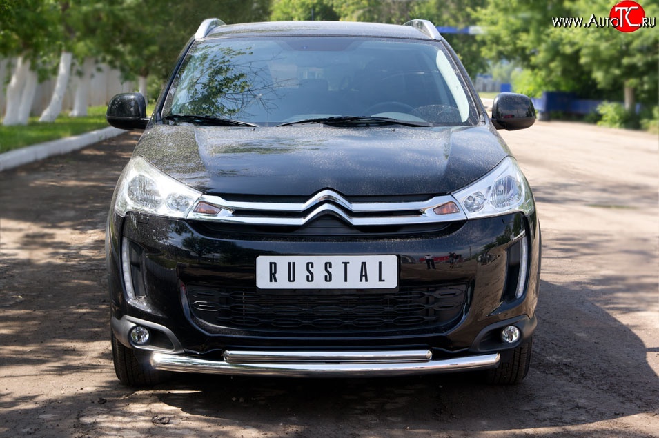 23 799 р. Защита переднего бампера (2 трубыØ63 и 42 мм, нержавейка) SLITKOFF  CITROEN C4 aircross (2012-2017)  с доставкой в г. Нижний Новгород