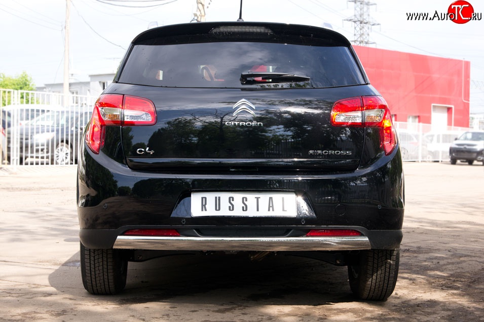 18 549 р. Защита заднего бампера (Ø75x42 мм, нержавейка) Russtal CITROEN C4 aircross (2012-2017)  с доставкой в г. Нижний Новгород