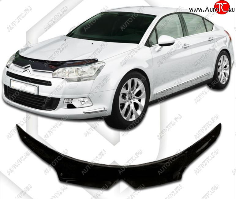 2 149 р. Дефлектор капота CA-Plastic exclusive CITROEN C5 RD дорестайлинг, седан (2008-2017) (Classic черный, Без надписи)  с доставкой в г. Нижний Новгород