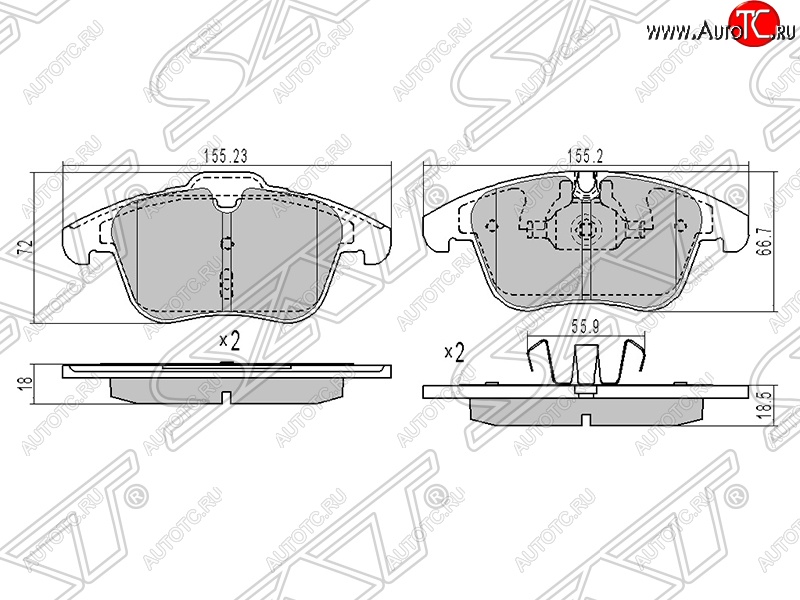 1 269 р. Комплект тормозных колодок SAT (передние)  CITROEN C5 ( RD,  RW) (2008-2017), Peugeot 508 ( седан,  универсал) (2010-2014)  с доставкой в г. Нижний Новгород