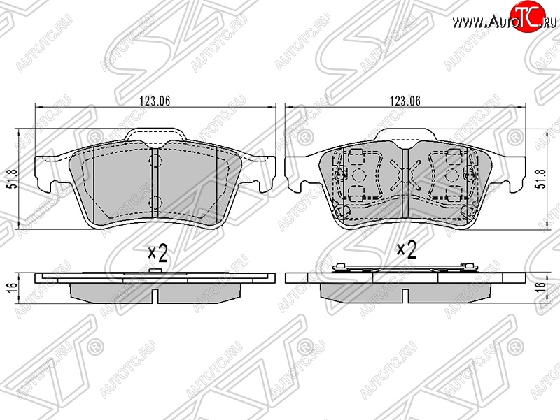 889 р. Колодки тормозные SAT (задние) Ford Focus 2  седан дорестайлинг (2004-2008)  с доставкой в г. Нижний Новгород