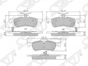 Колодки тормозные SAT (задние) Daihatsu (Дайхатсу) Charade (Шараде)  XP90 хэтчбэк 5 дв. (2011-2013), Toyota (Тойота) Yaris (Ярис) ( XP90,  XP130) (2005-2014)