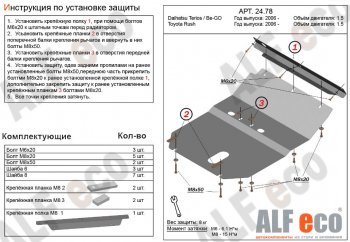 Защита картера двигателя (V-1,5) Alfeco Daihatsu Terios J200 дорестайлинг (2006-2009)