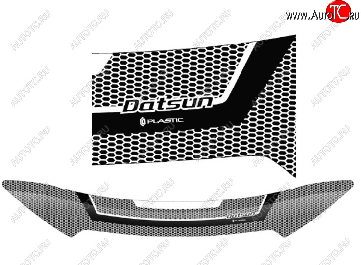 2 399 р. Дефлектор капота CA-Plastiс  Datsun on-DO (2014-2019) седан дорестайлинг (Серия Art серебро)  с доставкой в г. Нижний Новгород