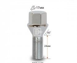 112 р. Колёсный болт длиной 24 мм Вектор M12 1.5 24 под гаечный ключ (пос.место: конус) Honda Civic EF седан (1987-1991). Увеличить фотографию 1