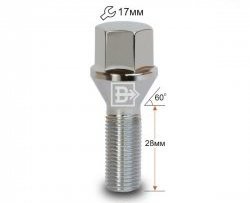 Колёсный болт длиной 28 мм Вектор M12 1.25 28 под гаечный ключ ИжАвто Ода 2126 (1991-2005) 