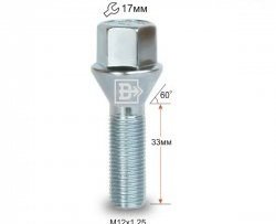 Колёсный болт длиной 33 мм Вектор M12 1.25 33 под гаечный ключ Dong Feng 580 1 рестайлинг (2018-2025) 