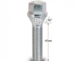 Колёсный болт длиной 40 мм Вектор M12 1.25 40 под гаечный ключ Great Wall Deer G5 (2003-2024) 